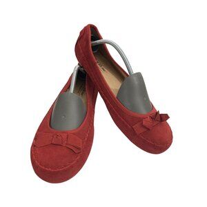 Coldwater Creek walk with me Women size 10W (Wide) Red Suede Bow Moccasin flats